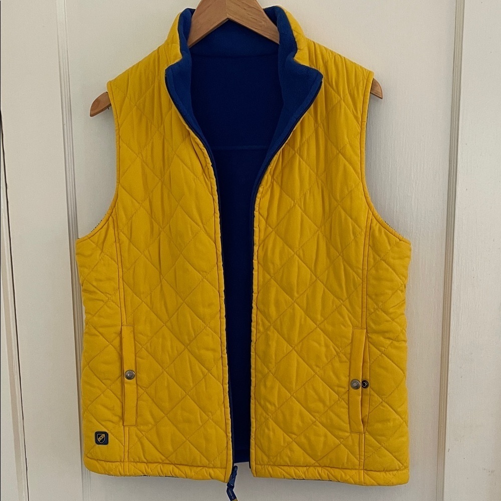 Ralph Lauren LRX X67 Yellow & Blue Quilted Fleece Reversible Vest Medium